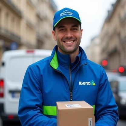 Coursier Express souriant à Paris